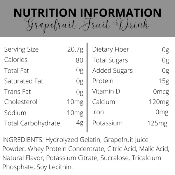 Nutrition Information | Grapefruit Fruit Protein Drink | South Ogden, UT | Timeless Skin and Wellness
